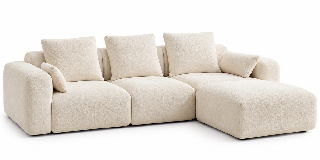 Canapé d’angle modulable avec pouf indépendant | KITO